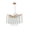 24-inch Modern Golden Pendant Light with Cascading Crystal Strands, Ideal for Living Room, Dining Room and Foyer, High-End Decorative Lighting Fixture (Bulb Not Included)