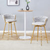 Two sets of swivel bar stools with breathable cotton and linen soft cushions, electroplated metal frames without rust, suitable for restaurant and bar use, as well as for casual seating in living room