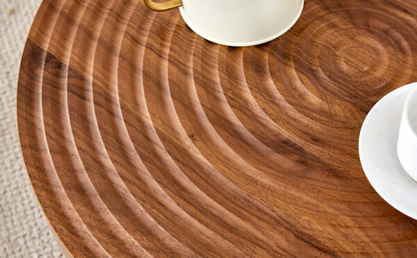 38518754472644ad9f6fed6332ddafe1_df335ae340849e490bcf2df1fd4316f1 Natural Wood Grain Texture Round Coffee Table - Diameter 23.6 Inches.Exquisite Suction Molding Process,Natural Wood Grain Texture,Black Sprayed Metal Leg.