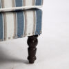 Upholstered Accent Chair, Vintage Armchair with Blue and White Striped Linen Fabric and Nailhead Trim for Living Room