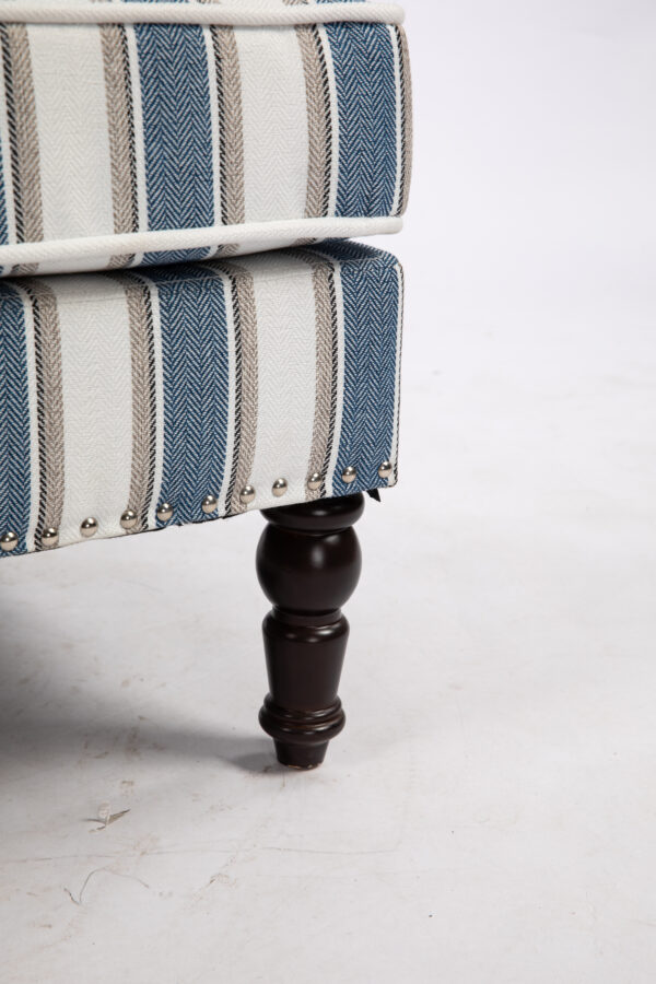 385200f03b5c4fc3a3fd35d73f6922fa_478a1b0430c385e5c40ffcd2dc58e345 Upholstered Accent Chair, Vintage Armchair with Blue and White Striped Linen Fabric and Nailhead Trim for Living Room