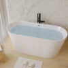 67" Acrylic Freestanding Bathtub, stand alone bathroom tub, Glossy White, Toe-tap Chrome Drain, cUPC Certified