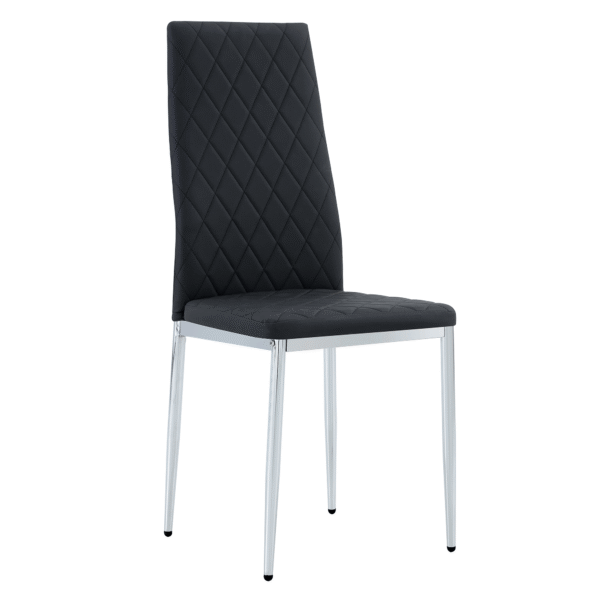 38c86e99fce34d81a02d6760065263b6_390e633013be380fb0b3f3e9e0657df8 Modern Style Dining Chairs Set of 6 in Black, Essential for Minimalist Homes.Meeting Family Dining Needs,PU Material Seat,Silver Metal Legs,Blending into Various Home Environments.W1151107275