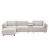 [VIDEO+NEW]124'' Modular Sectional Sofa with Storage Console and Movable Ottoman,33'' Wide Seat,4 Seat L Shaped Chenille Couch,Reversible Comfy Sofa with USB Charger for Living Room,Apartment,2 Colors