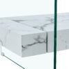 43.3 Inch Modern Two-Tier Coffee Table - An Elegant Combination of Clear Glass and White Marble Pattern.It can be used not only as a coffee table but also as a side table or display stand.
