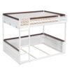Queen Size Wooden Bunk Bed with Built-in Shelves,Storage Box,LED Light and USB Charging Station,White(ETA:6/30)
