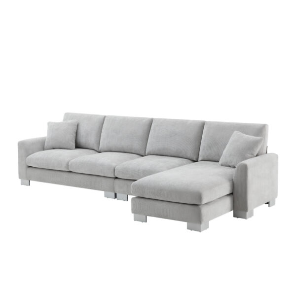 119*55" Modern Oversized Sectional Sofa,L-shaped Luxury Couch Set with 2 Free pillows,5-seat Chenille Indoor Furniture with Chaise for Living Room,Apartment,Office,2 Colors
