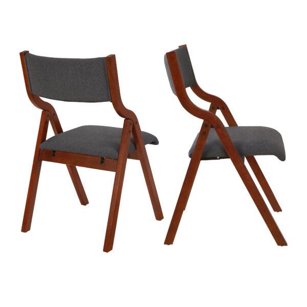 Upholstered folding Dining chair, space saving, easy to carry, Dining Room,No assembly required,2-Pack-Grey+Cherry