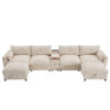142'' Modular Sectional Sofa with Movable Storage Ottoman and Console,Cup Holder,Wide Seat,6 Seat U Shaped Couch,Oversized Chenille Sofa with USB Charger for Living Room,Apartment,2 Colors