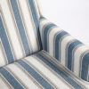 Upholstered Accent Chair, Vintage Armchair with Blue and White Striped Linen Fabric and Nailhead Trim for Living Room