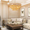 (Same as W1340P155976/L1019-4) 20" Modern 4-Layer Woven Hemp Rope Chandelier, Boho Style Pendant Light, Elegant Hanging Light Fixture for Living Room, Dining Room, Bedroom (No Bulbs)
