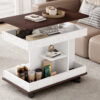 U-Can Adjustable End Table with Wheels, Modern Multifunctional Sofa Side Table with Lift-Top, 360°Rotating Top and Storage Space for Living Room, Small Space