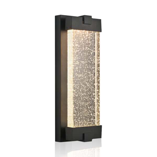 3dced0cb55ec45adacd000da604398db_02d5e9945f8d5a6703403925a5c113d2 19"(H) Black Aluminum Finish Outdoor Wall Light with Bubble Crystal Glass, LED Light Source, 3000K Warm Light, Weatherproof Exterior Sconce for Patio, Porch, or Garage (1-pack)