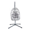 GRHeavy-Duty Iron Hanging Chair with Wicker Weave – Single Person Swing for Indoor/Outdoor (Gray)