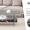 43.3 Inch Modern Two-Tier Coffee Table - An Elegant Combination of Clear Glass and Black Marble Pattern.It can be used not only as a coffee table but also as a side table or display stand.