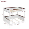 Queen Size Wooden Bunk Bed with Built-in Shelves,Storage Box,LED Light and USB Charging Station,White(ETA:6/30)