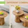 Natural Wood Grain MDF Round Coffee Table - 21.6" Diameter, 19.7" Height.Natural Wood Grain Texture Sticker,Exquisite Wood Grain Surface,Flexible MatchingMRound Tabletop Design.