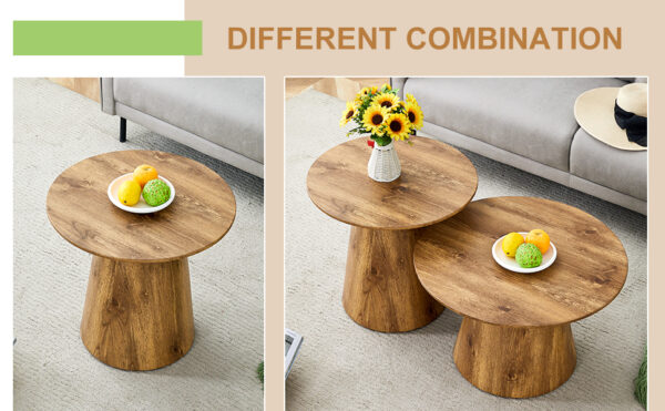 3f48b329bcf44985a7ea9e9d395e6ded_397e96440aa5da14a4892371cd60ece9 Natural Wood Grain MDF Round Coffee Table - 21.6" Diameter, 19.7" Height.Natural Wood Grain Texture Sticker,Exquisite Wood Grain Surface,Flexible MatchingMRound Tabletop Design.