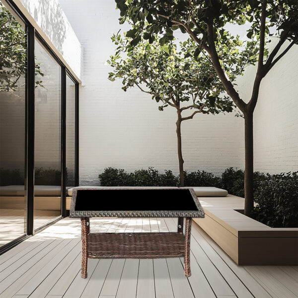 3f4e599eb64a4e83adca2a911989acf1_24ccbb05858492ace00afcf590c28e06 Four-Piece Sofa Set Table With Sofa Chair PE Rattan Outdoor Furniture HY4-001 Box *1 With Sapphire Blue Color Cushion