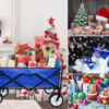 Folding Wagon Garden Shopping Beach Cart (Blue)