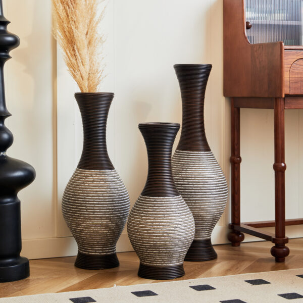 4026e8317a6144e78b5b2332ba97ead6_850f114a996b5a9707c64797123e065c Desktop Vase, Brown Decorative Floor Vase, Classic and Neat Floor Vase, High Independent Flower Stand, Artificial Vine Vase, PVC Floor Vase, Home Decoration Flower Stand Set of 3 pieces