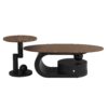 Luxury Nesting Coffee Table Set of 2,  Tables with Storage for Living Room, Oval and Round Table Set, Black Center Table, Cocktail Table, Side Table,  Large 47.24'', Small 19.69''