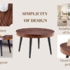 Modern Round Coffee Table - Annular Texture, Durable and Robust With a Diameter of 23.6 inches.Exquisite Suction Molding Process,Walnut Color Pattern Design,Black Sprayed Metal Leg.