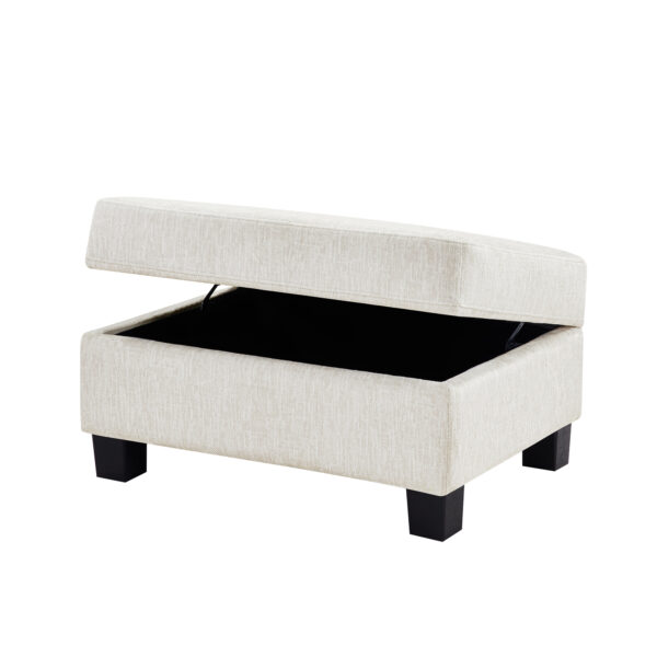 Sectional Sofa 111.8" U-shaped Sofa Chenille Upholstered Sofa Couch with Movable Storage Ottoman for Living Room, White
