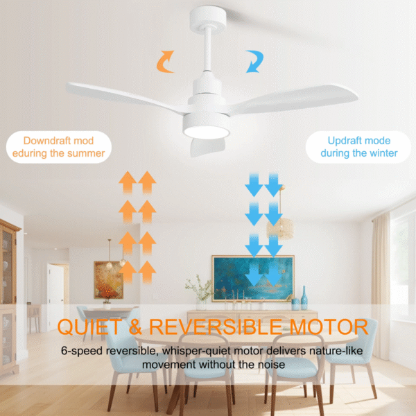 48 Inch Indoor Wood Ceiling Fan With Light 3 Solid Wood Blades Remote Control Reversible DC Motor For Living Room