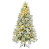 7.5FT Pre-Lit Spruce Snow Flocked Christmas Tree, Artificial Hinged Xmas Tree with 350 Multi-Color LED Lights, 8 Flashing Modes &1389 Snow Branch Tips, Holiday Office Home Décor