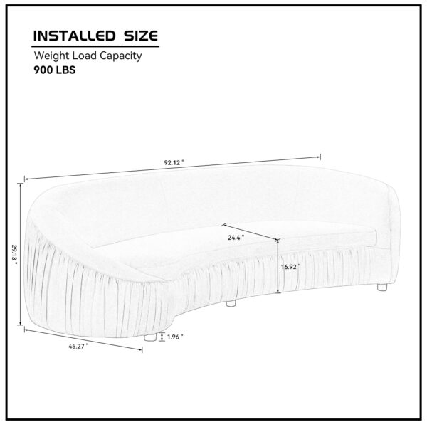 92.13 Inch Modern Design Curved Shaped Sofa Couch for Living Room,Upholstered Fabric 4-Seat Sofa No Need to Assembly Couch for Apartment,Green