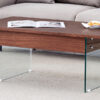 Multifunctional Lift Top Coffee Table -Dark Wood Color Grain Sticker, Essential for Modern Homes.Tempered Glass Legs,Lift Top Feature.Perfectly Fitting Into Living Rooms And Office.