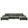 Convertible U-shaped Combination Sofa, Corduroy Fabric, Modern Comfortable Large Size 4 Seat Sofa, Living Room Double Lounge Chair ,Green
