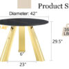 The 42-inch stainless steel gold-plated flamed granite round table with seating for 4 or 6 people is perfect for dining, entertaining, or as a conference table
