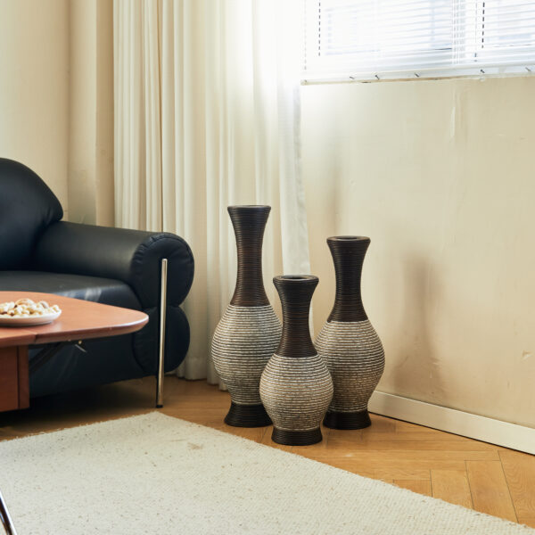 43f787b9f139442eba870f41d8673519_5e6c7f269c710233c553e9d006956224 Desktop Vase, Brown Decorative Floor Vase, Classic and Neat Floor Vase, High Independent Flower Stand, Artificial Vine Vase, PVC Floor Vase, Home Decoration Flower Stand Set of 3 pieces