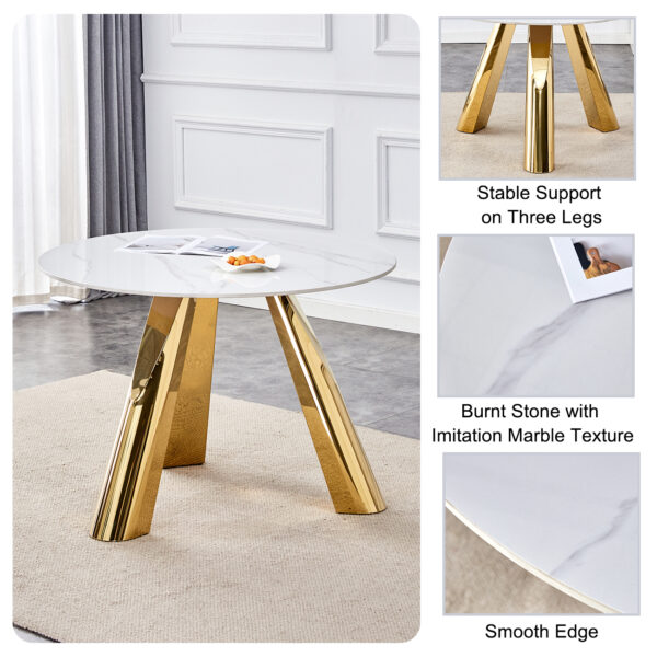 440eeb72079942a2b061e339f4eca17f_e05f73e08d280992475f784b7efcd159 42" Luxury Sintered Stone Table: 0.45" Durable Top + 6" Steel Legs, 500lb Capacity, Stain/Heat-Resistant White/Gray Veined Surface - Modern Minimalist Design