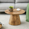 Natural Wood Grain MDF Round Coffee Table - 25.6" Diameter, 15.7" Height.Natural Wood Grain Texture Sticker,Exquisite Wood Grain Surface,Flexible MatchingMRound Tabletop Design.