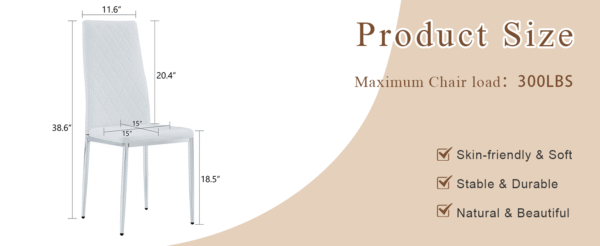 44a3e1e6571240babdfdbcfca9a3889b_474fab8547dcbd74c480636e501fdfc9 Modern Style Dining Chairs Set of 6 in White, Essential for Minimalist Homes.Meeting Family Dining Needs,PU Material Seat,Silver Metal Legs,Blending into Various Home Environments.W1151107276