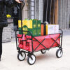 Folding Wagon Garden Shopping Beach Cart (Red)