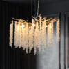 24-inch Modern Golden Pendant Light with Cascading Crystal Strands, Ideal for Living Room, Dining Room and Foyer, High-End Decorative Lighting Fixture (Bulb Not Included)