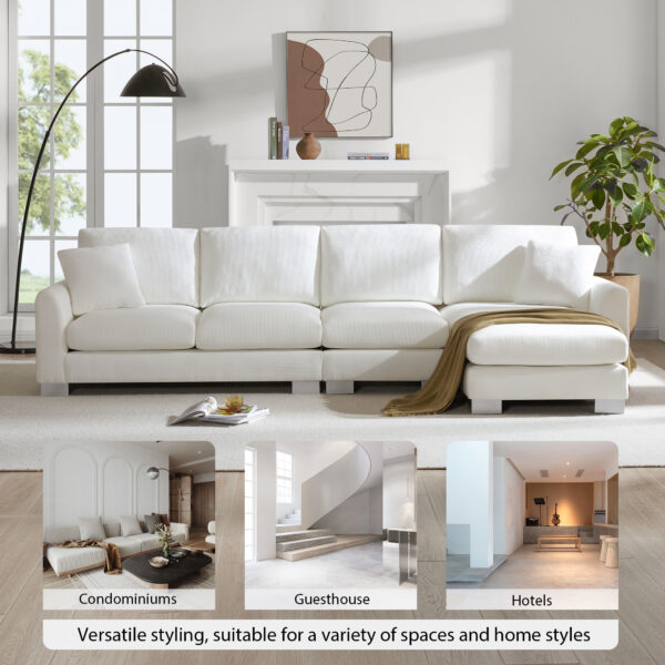 119*55" Modern Oversized Sectional Sofa,L-shaped Luxury Couch Set with 2 Free pillows,5-seat Chenille Indoor Furniture with Chaise for Living Room,Apartment,Office,2 Colors
