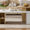 U-Can Set of 2 Nesting Coffee Tables Farmhouse,Rectangle Coffee Table Living Room,Wood Finish Coffee Table Set, Small Coffee Tables, Sofa Side Table for Living Room