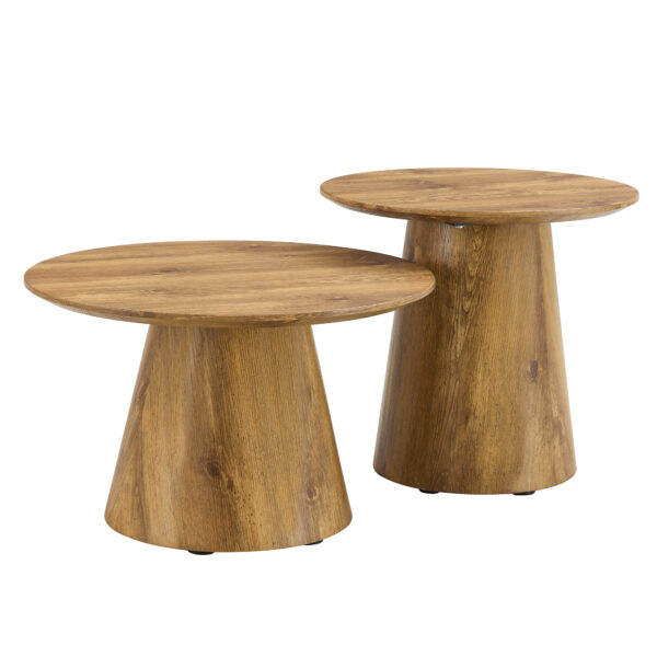 470427ae53194d6f8f472feba8dc1a37_ad75879d3b0330f534a6ed97ddcf172e Natural Wood Grain MDF Round Coffee Table - 25.6" Diameter, 15.7" Height.Natural Wood Grain Texture Sticker,Exquisite Wood Grain Surface,Flexible MatchingMRound Tabletop Design.
