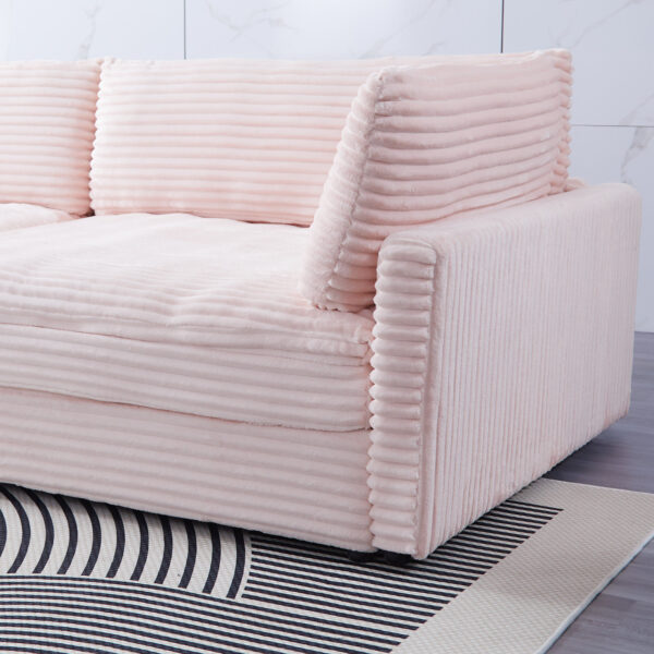 112-inch pink corduroy sofa: two throw pillows and four backrests, opening up a new style for the living room's leisure area