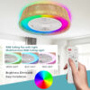 21" Modern Rustic Ceiling Fan Light with LED RGB Mood Lighting, Rope Woven Design, Quiet Fan, Semi Flush Mount for Bedroom, Living Room, or Dining Room ((Silent/6-Speed/Reversible/DC Motor))