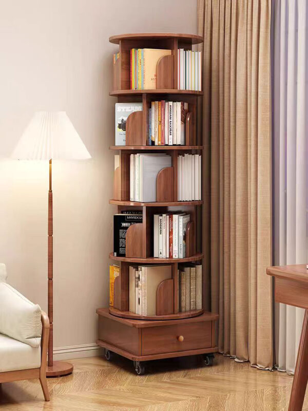 47d0103b6dac46d0bf6effa76f2fe755_c1d632d89e304a4e04595487e928f2ab (UPGRADED) Rotating Bookshelf, 360 Display Corner Bookshelf for Small Space, 6 Tier Bookcase Storage Rack with Wheels, Wood Narrow Organizer for Bedroom, Living Room, Study Room, Walnut Brown, Shelves
