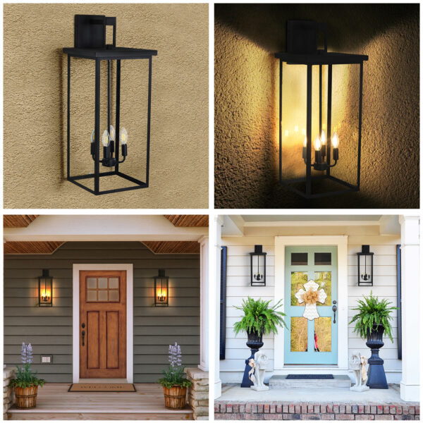 (Same as W1340119953/L1014) 4-Light Black Outdoor Wall Light (No Bulbs)