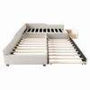 Upholstered Double Twin Size Daybed with Trundle and Drawer, Beige(Expected Arrival Time: 6.27)