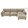[VIDEO Provided] 108" Modular Sectional Sofa, L-Shape with 31.5" Extra-Wide Seat Cushion, USB and Type-C Charger, Phone Holder and 2 Side Storage Pockets, Free Movement Ottoman, Striped Chenille