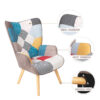 Accent Chair with Ottoman, Living Room Chair and Ottoman Set, Comfy Side Armchair for Bedroom, Creative Splicing Cloth Surface